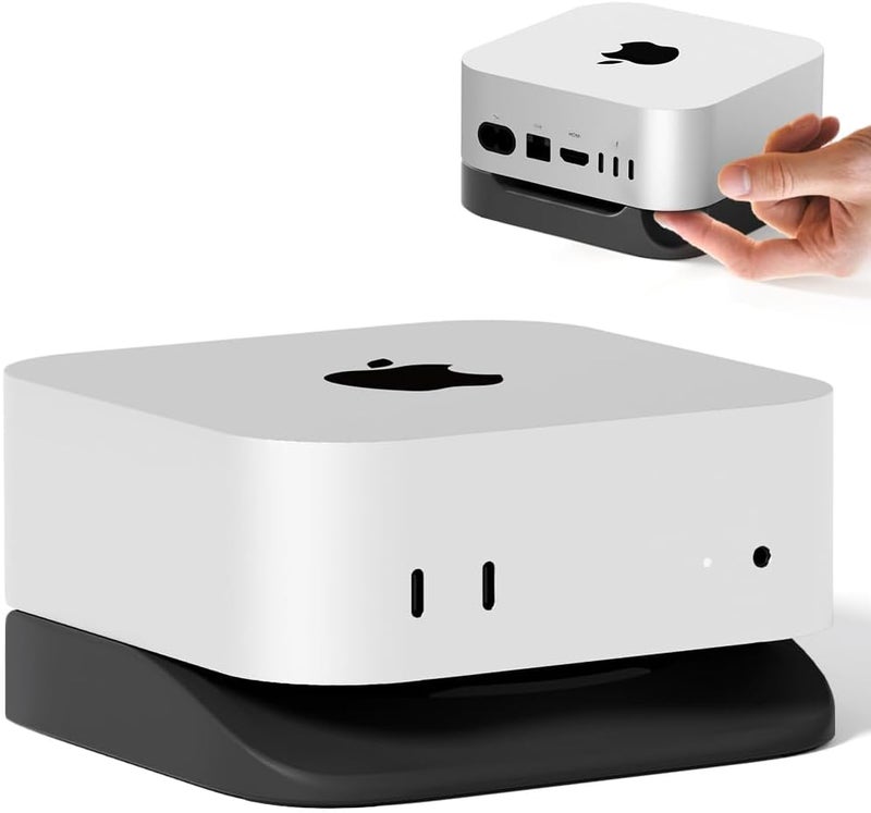 ELETIUO Desk Stand for Mac mini M4/M4 Pro 2024,Silicone Desktop Mount with Heat Dissipation,Anti-Slip Base,Easy Power Button Access,Space-Saving for Improved Cooling & Desk Organization,Black - Image 1